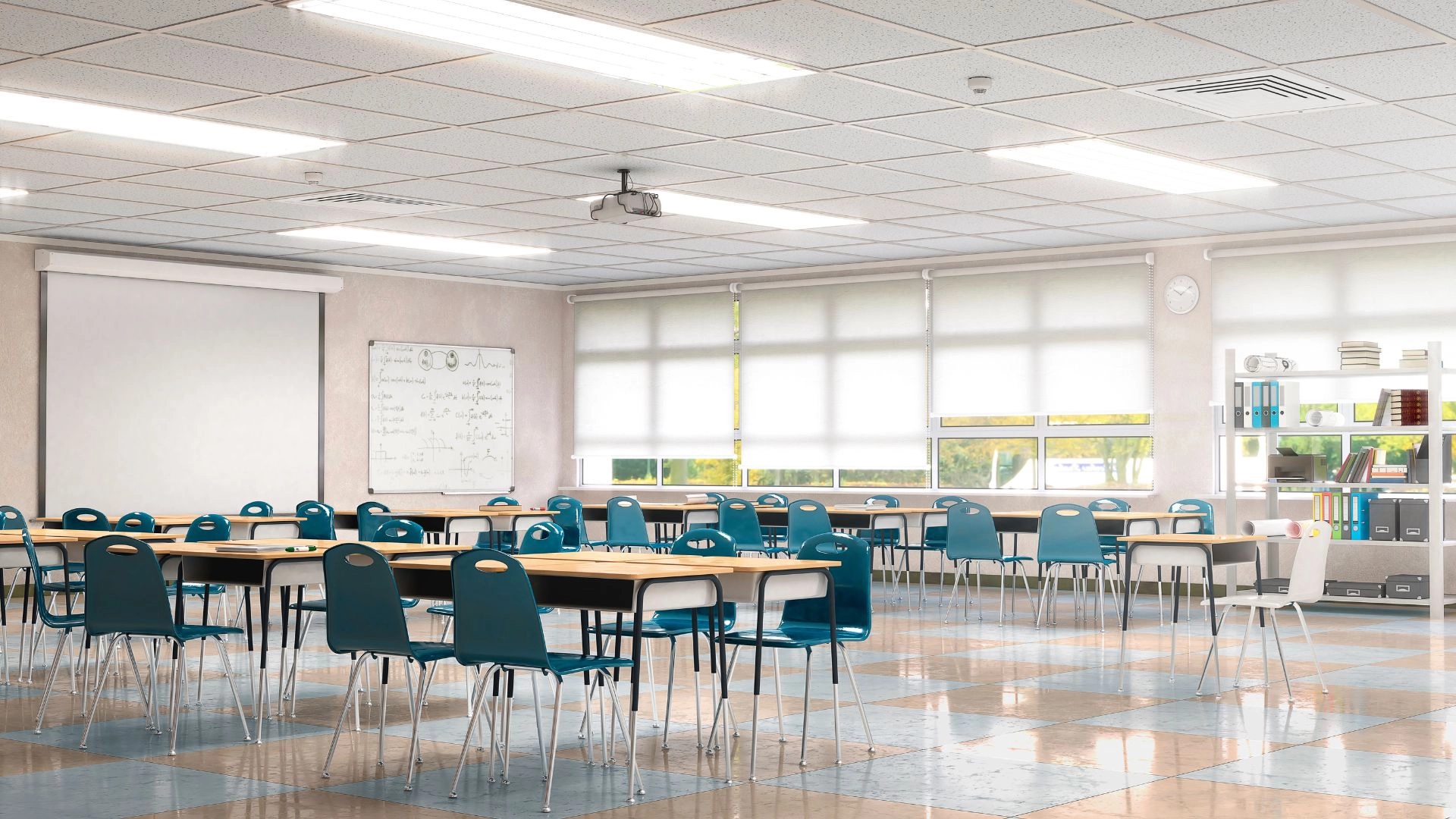 School interior Interior of classroom in school building